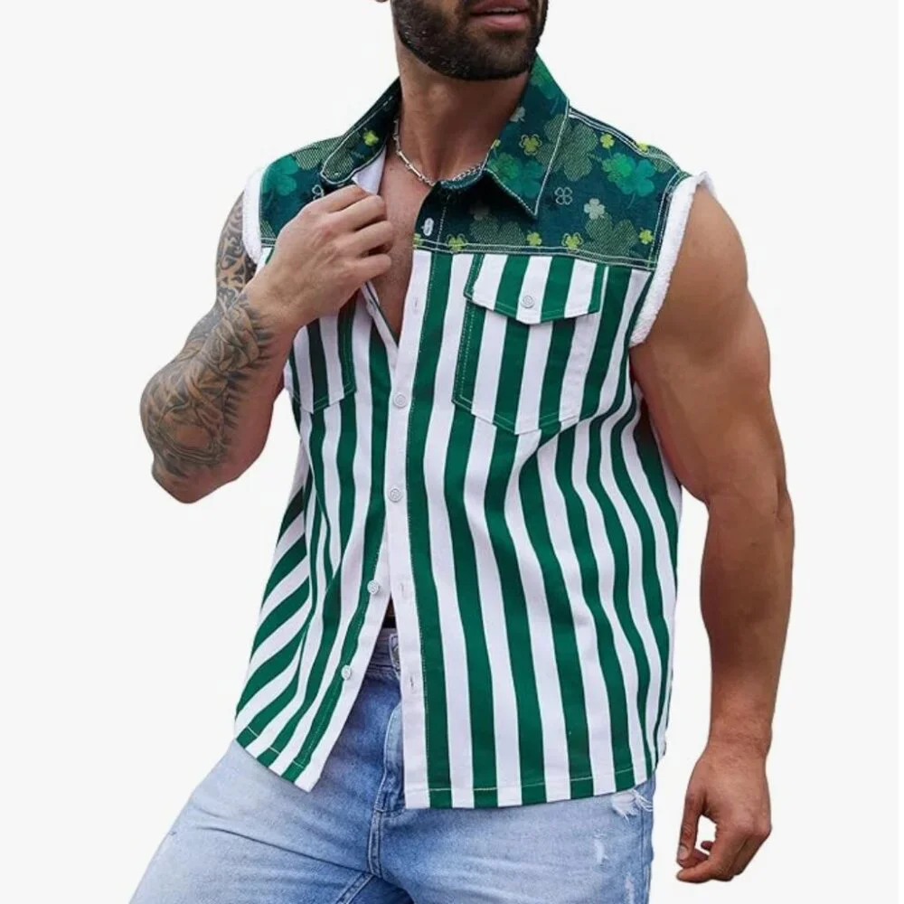 St. Patricks Day Men's Jean Vest